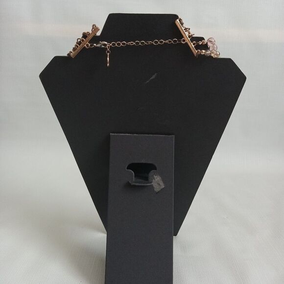 Marley Lilly Gold & Pink Multicolored Faux Pearl Glass Beaded Statement Necklace - Picture 2 of 10